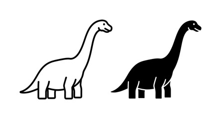 Brachiosaurus Dinosaur Icon Set in Outline and Silhouette Style © Arifuzzaman