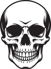 Fototapeta premium Human skull logo icon isolated on transparent background in strong black silhouette vector illustration. 