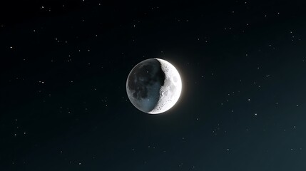 Naklejka premium Crescent Moon Illuminated Against Starry Night Sky