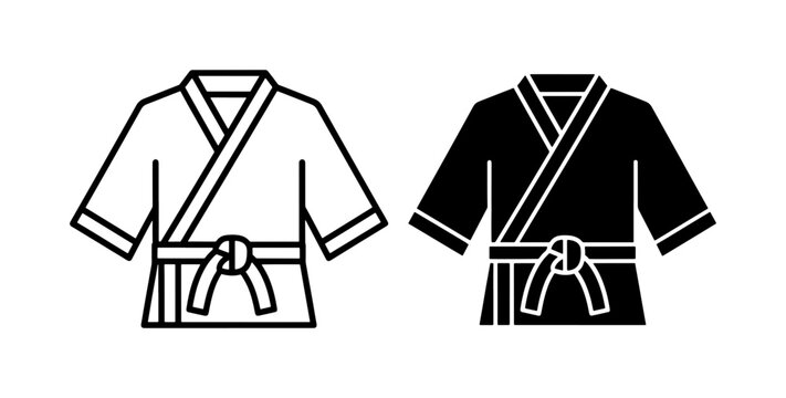 Martial Arts Karate Gi Uniform Icon Set