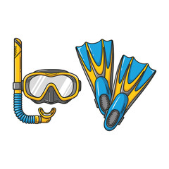 Snorkeling gear with mask and flippers on white background © AyatDesign