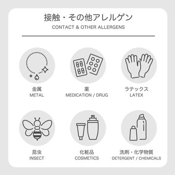 吸入アレルゲン丸アイコンセット｜やさしいデザインの健康ガイド素材