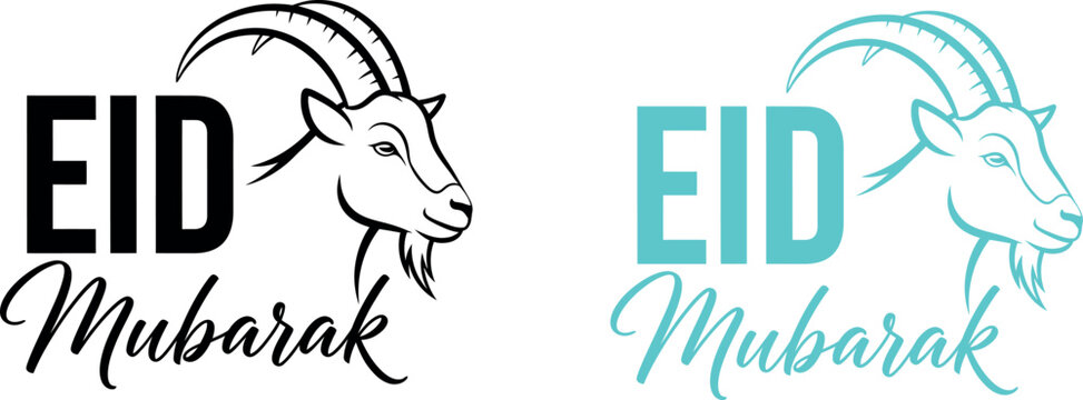 Eid mubarak goat illustration festive greetings with traditional animal symbolism