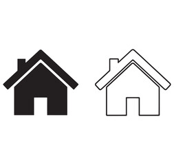 Fototapeta premium Two simple house icons in black and white on a plain background