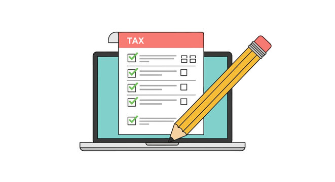 Tax form on laptop screen.