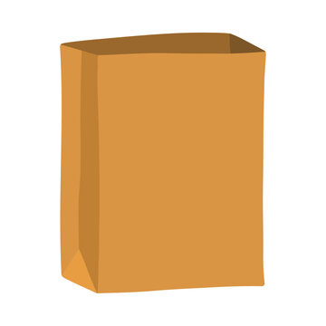 Paper Bag Mockup Minimal Flat Illustration Blank Kraft Shopping Packaging Without Handle