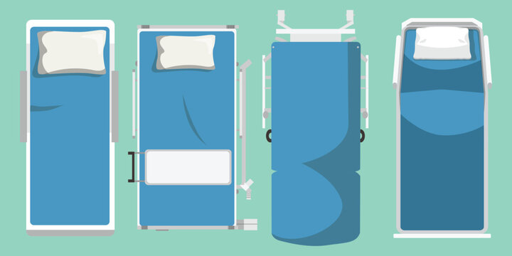 Set of hospital bed top view vector
