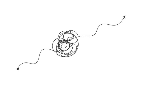 Vector of a messy and complicated thought process depicted as black squiggly lines . Vector Illustration . EPS 10 .