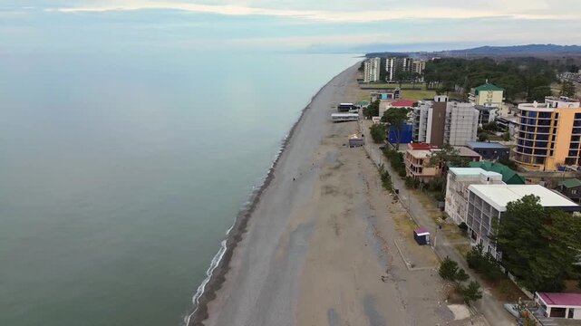 The video shows the beautiful Black sea coast in Shekvetili, Guria, Georgia.