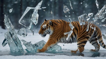 Obraz premium a Siberian tiger Ai generative