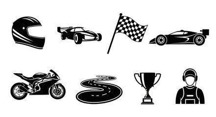 Collection of racing sports icons and symbols. © Anik