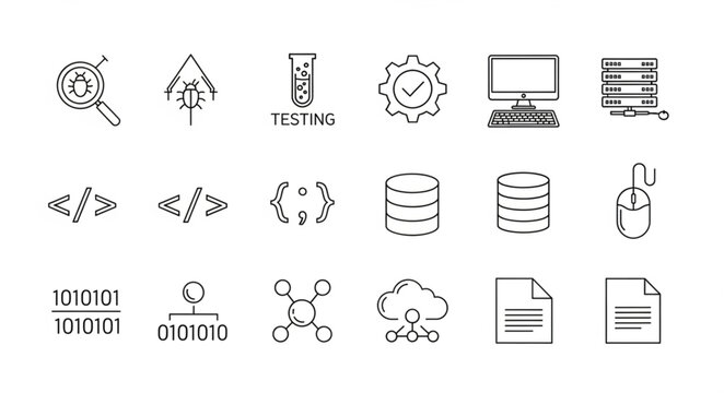 Collection of Technology and Science Icons for Digital Concepts.