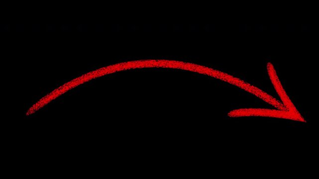 Hand-drawn red arrow animation, style directional pointer for presentations doodle