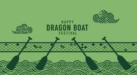 Minimalist Dragon Boat Festival rowing paddles illustration. © Puput_Kinasih