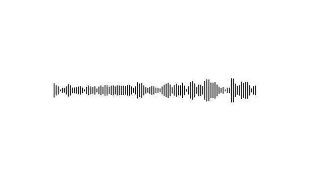 Dynamic black audio visualizer Music sound wave animation on white background. sound frequency waveform for voice recording, 4k music equalizer effect for social media and digital content.