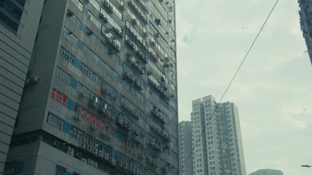 Dense Hong Kong Building Facade with Repetitive Air Conditioners