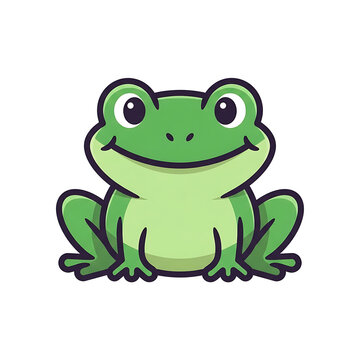 Happy Green Frog Cartoon.