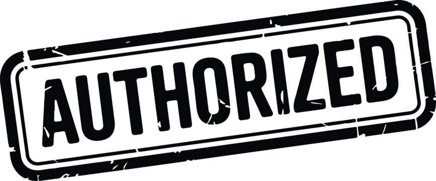 Authorized stamp red grunge rubber seal official authorization label