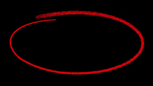 Hand-drawn red circle animation overlay, grunge chalk style loop for editing highlights