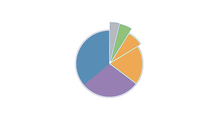 Fototapeta premium Multicolor pie chart sections on isolated white background vector