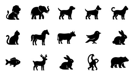 Fototapeta premium Collection of animal silhouettes vector illustration