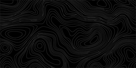 Vector abstract topographic contour map background with black and white lines creating a topographic texture © Mr. Tom