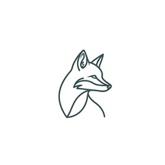 Fototapeta premium Minimalist line art illustration of a wild fox head in profile