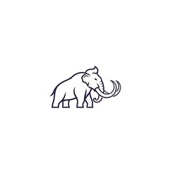 Obraz premium Minimalist line art illustration of a woolly mammoth with tusks