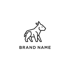 Fototapeta premium Minimalist line art logo design featuring a stylized bull or cattle on a white background