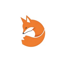 Fototapeta premium Minimalist orange fox graphic design on a white background