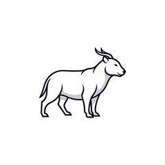 Fototapeta premium Minimalist stylized antelope or goat illustration with black outline and subtle shading