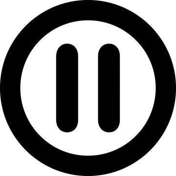 Black stop button icon on transparent background