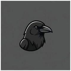 Obraz premium Black bird wearing headphones profile.
