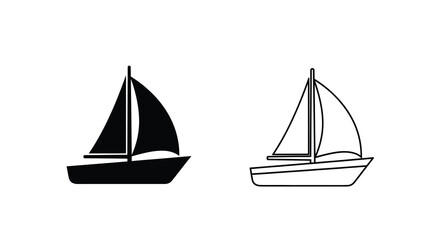 Fototapeta premium A simple black and white depiction showcases two distinct sailboat silhouettes facing right high quality professional detailed modern