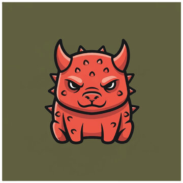 Cute Cartoon Angry Red Bulldog.
