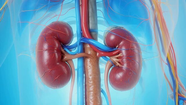 Human kidneys and blood vessels