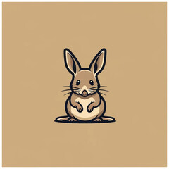 Obraz premium Cute Cartoon Rabbit Sitting Down 1.