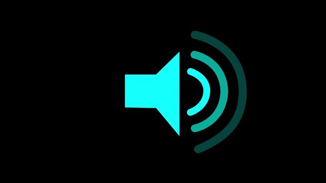 Speaker icon animated on, speaker volume animation, microphone, sound voice speaker icon animated optimized for audio UI and sound visualization