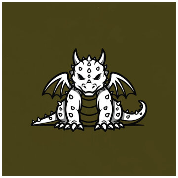 Cute white dragon cartoon character.