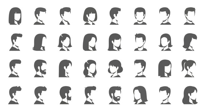Multiple Diverse People Silhouette Profile.