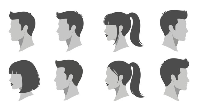Various hairstyles of men and women.