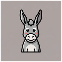 Fototapeta premium Smiling Cartoon Donkey Face Closeup.