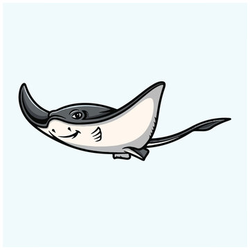 Smiling Cartoon Manta Ray Fish 1.