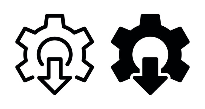 Software Installation and Download Settings Gear Icon Set Configuration Update Vector