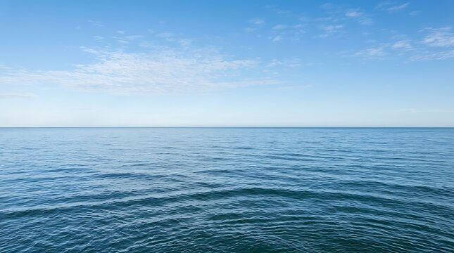 Vast blue ocean under a clear sky, with gentle ripples on the water's surface, conveying a sense of tranquility and endlessness