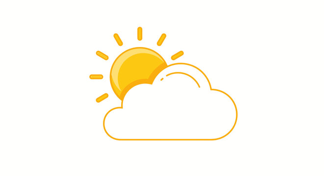 Sun and cloud illustration weather icon on white background