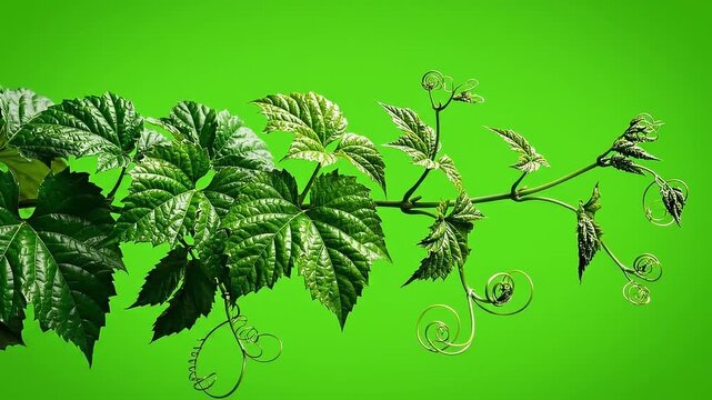 Growing vine green screen plant animation chroma key smooth timelapse footage