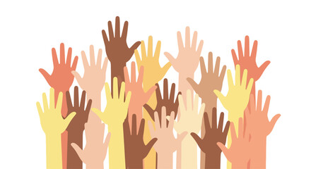 Fototapeta premium Diverse hands raised in unity.