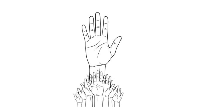 Hands stacked on top each other.