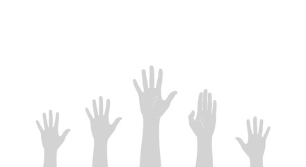 Fototapeta premium Many hands raised up together high.
